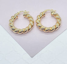 Load image into Gallery viewer, 18k Gold Filled Twisted Croissant Hoop Earrings