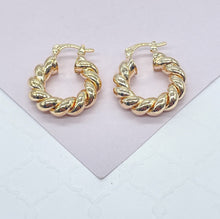 Load image into Gallery viewer, 18k Gold Filled Twisted Croissant Hoop Earrings