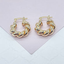Load image into Gallery viewer, 18k Gold Filled Twisted Croissant Hoop Earrings