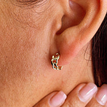 Load image into Gallery viewer, Dainty 18k Gold Filled Push Back Lose Link Baby C Hoop Earrings