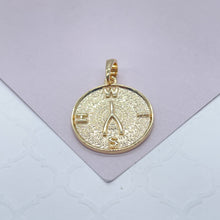 Load image into Gallery viewer, 18k Gold Filled Wishbone Pendant: Engraved Lucky Charm