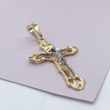 Load image into Gallery viewer, 18k Gold Filled Crucifix Cross: Textured Jesus Christ Pendant
