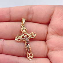 Load image into Gallery viewer, 18k Gold Filled Crucifix Cross: Textured Jesus Christ Pendant