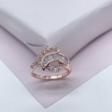 Load image into Gallery viewer, Silver Filled or Rose Gold Cubic Zirconia Mixed Baguette Zirconia Ring