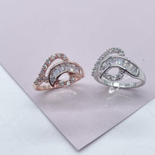 Load image into Gallery viewer, Silver Filled or Rose Gold Cubic Zirconia Mixed Baguette Zirconia Ring