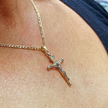 Load image into Gallery viewer, 18k Gold Filled Crucifix Cross: Two Tone Jesus Pendant