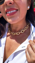 Load image into Gallery viewer, 18k Gold Filled Thick Round Cable Link Choker Link Chain Necklace Chunky Choker Necklace 18k Gold Filled