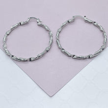 Load image into Gallery viewer, Silver Filled Textured & Twisted Hoop Earrings
