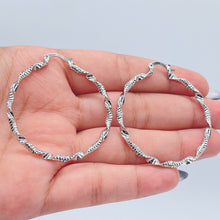 Load image into Gallery viewer, Silver Filled Textured & Twisted Hoop Earrings