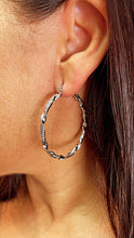 Load image into Gallery viewer, Silver Filled Textured & Twisted Hoop Earrings