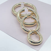 Load image into Gallery viewer, 18k Gold Filled Plain Chunky 6mm Hoop Earrings Supplies