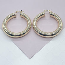 Load image into Gallery viewer, 18k Gold Filled Plain Chunky 6mm Hoop Earrings Supplies