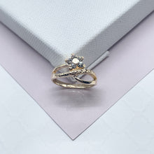 Load image into Gallery viewer, 18k Gold Filled Ring With Accented Gold And Cubic Zirconia Stone Flower