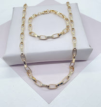 Load image into Gallery viewer, Thick 18k Gold Filled Paper Clip Set Featuring Bracelet And Necklace