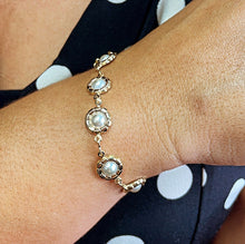 Load image into Gallery viewer, 18k Gold Filled Bracelet With Embedded Simulated Pearls