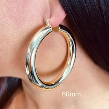 Load image into Gallery viewer, 18k Gold Filled Plain Chunky 6mm Hoop Earrings Supplies