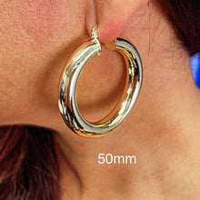 Load image into Gallery viewer, 18k Gold Filled Plain Chunky 6mm Hoop Earrings Supplies