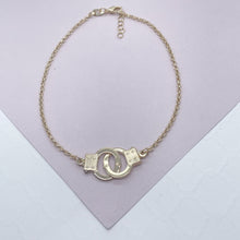 Load image into Gallery viewer, 18k Gold Filled Handcuff Charm Anklet On Rolo Chain Wholesale Jewelry Supplies