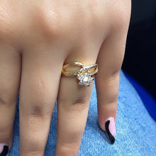 Load image into Gallery viewer, 18k Gold Filled Ring With Accented Gold And Cubic Zirconia Stone Flower