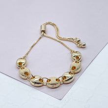 Load image into Gallery viewer, 18k Goldfilled Puffy Mariner Patterned With Rough & Smooth Links
