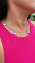 Load image into Gallery viewer, Silver Filled Necklace with Colorful Enamel Heart Charms
