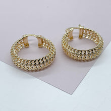 Load image into Gallery viewer, 18K GoldFilled Three Row Cuban Link Hoop Earrings