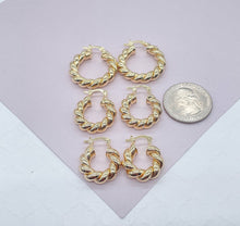 Load image into Gallery viewer, 18k Gold Filled Twisted Croissant Hoop Earrings
