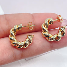 Load image into Gallery viewer, 18k Gold Filled Croissant 20mm Twisted Pushback Open Hoop Earring C-Hoop