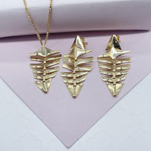 Load image into Gallery viewer, 18k Gold Filled Shark-Bone Skeleton Set - Necklace and Earrings