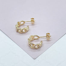Load image into Gallery viewer, Dainty 18k Gold Filled Push Back Lose Link Baby C Hoop Earrings