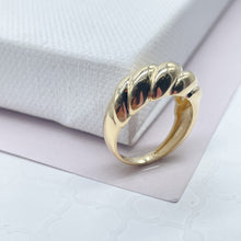 Load image into Gallery viewer, 18k Gold Filled Dome Croissant Ring, Twisted Design for a Modern Look, Wholesale Jewelry Supplies
