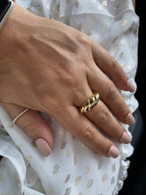 Load image into Gallery viewer, 18k Gold Filled Dome Croissant Ring, Twisted Design for a Modern Look, Wholesale Jewelry Supplies