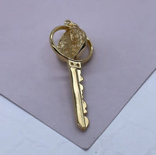 Load image into Gallery viewer, Swivel Double Sided 18k Gold Filled San Benito Engraved Key Pendant