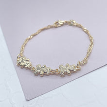Load image into Gallery viewer, 18k Gold Filled Teddy Bear Engraved Link Kids Bracelet