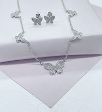 Load image into Gallery viewer, 18k Gold Filled Micro Pave Butterfly Set With Earrings & Necklace