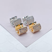 Load image into Gallery viewer, 18k Gold Filled Tiny Micro Pave Cubic Zirconia Hoop Earrings