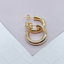 Load image into Gallery viewer, 18k Gold Filled 4mm Wide Simple Open Hoop Earrings Available 20mm and 25mm