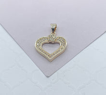 Load image into Gallery viewer, 18k Gold Filled Micro Pave Cubic Zirconia Heart Pendant