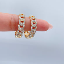 Load image into Gallery viewer, 18k Gold Filled Pave Link Hoop Earrings Wholesale Jewelry Making Supplies