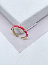 Load image into Gallery viewer, 18k Gold Filled Colorful Enamel Stackable Rings With Small Stones