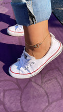 Load image into Gallery viewer, 18k Gold Filled Handcuff Charm Anklet On Rolo Chain