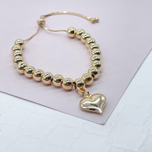 Load image into Gallery viewer, 18k Gold Filled Adjustable Gold Beaded Bracelet Featuring Chunky Plain Gold
