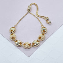 Load image into Gallery viewer, 18k Goldfilled Puffy Mariner Patterned With Rough & Smooth Links