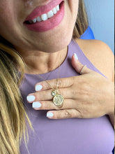 Load image into Gallery viewer, 18k Gold Filled Wishbone Pendant: Engraved Lucky Charm