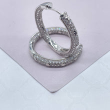 Load image into Gallery viewer, Gorgeous 18k Gold Filled Medium Size Micro Pavê Zirconia Clicker Star Hoop Earrings with craved stones inside and out