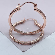 Load image into Gallery viewer, 18k gold Filled Single Line Pave Hoops