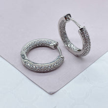Load image into Gallery viewer, 18k Gold Filled Pave Small Hoops