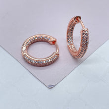 Load image into Gallery viewer, 18k Gold Filled Pave Small Hoops