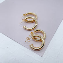 Load image into Gallery viewer, 18k Gold Filled 4mm Wide Simple Open Hoop Earrings Available 20mm and 25mm