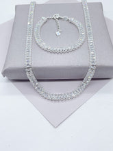 Load image into Gallery viewer, 18k Gold Filled Silver Baguette Zircon Set